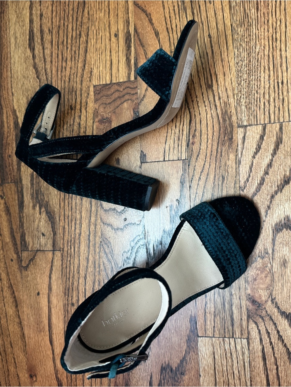 Botkier Green Velvet Block Heel Sandals